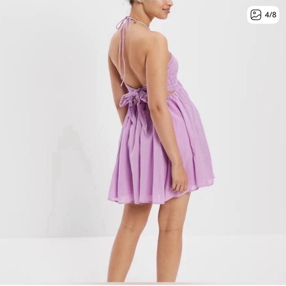 American Eagle Outfitters Lilac Halter Tie Dress - Picture 2 of 7